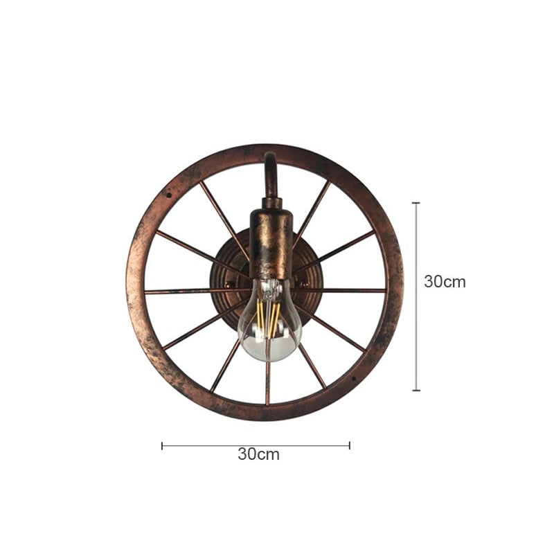 Luminária de Parede Roda de Ferro Estilo Rústico